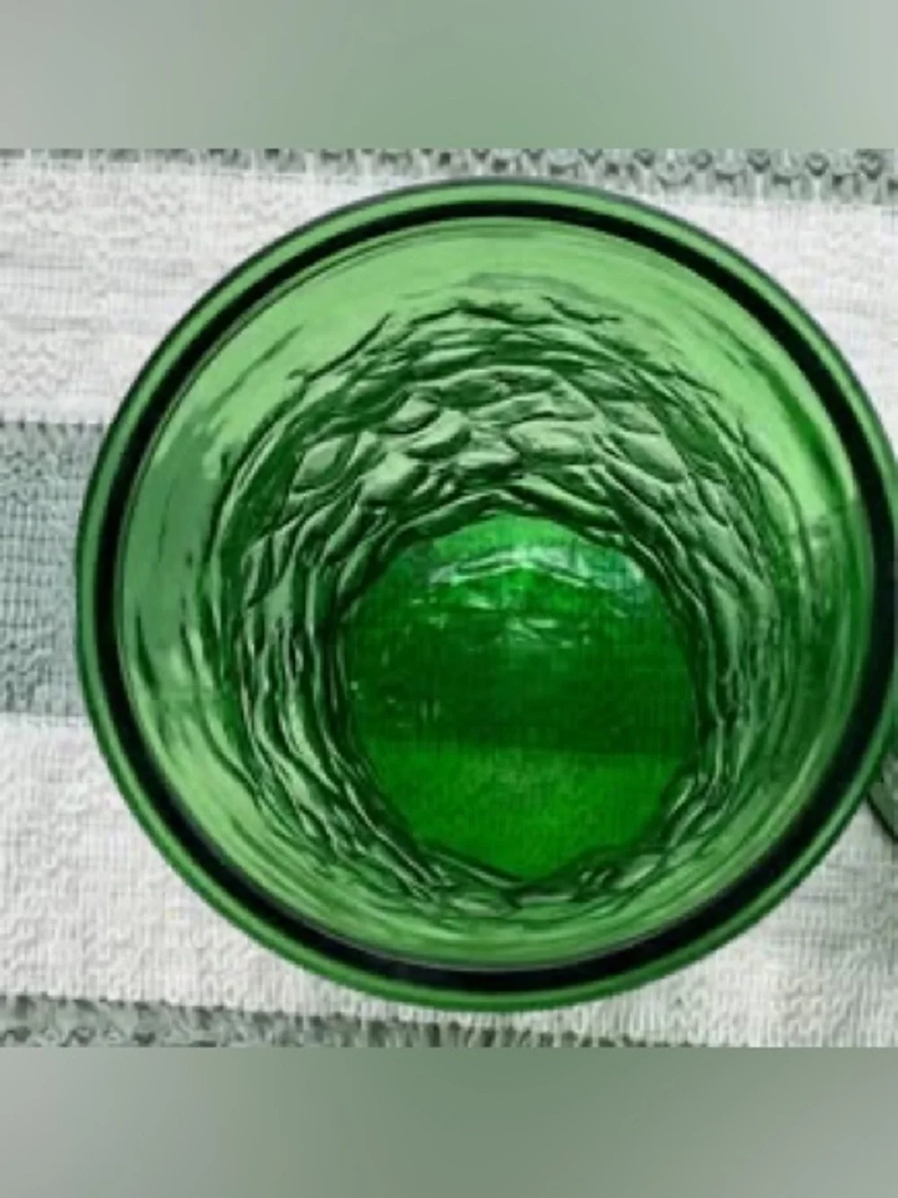 Pair of Vintage Green Textured Glass Vases